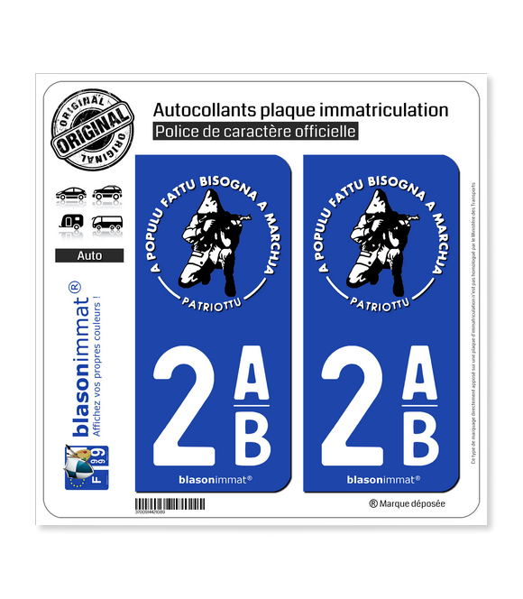 2AB Ribellu Corse - Patriottu| Autocollant plaque immatriculation