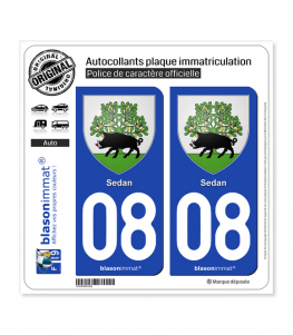 08 Sedan - Armoiries | Autocollant plaque immatriculation