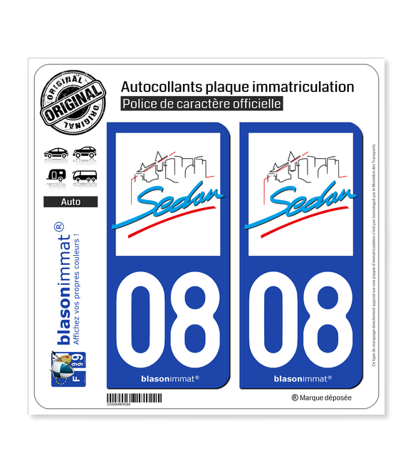 08 Sedan - Ville | Autocollant plaque immatriculation
