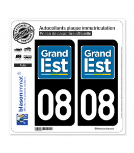 08 Grand Est - LogoType | Autocollant plaque immatriculation