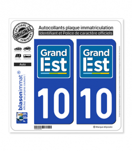 10 Grand Est - LogoType | Autocollant plaque immatriculation