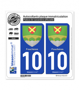 10 Fouchères - Armoiries | Autocollant plaque immatriculation