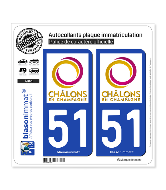 51 Châlons-en-Champagne - Agglo | Autocollant plaque immatriculation