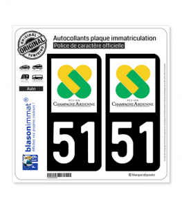 51 Champagne-Ardenne - LogoType | Autocollant plaque immatriculation