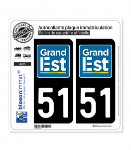 51 Grand Est - LogoType | Autocollant plaque immatriculation