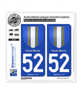52 Haute-Marne - Armoiries | Autocollant plaque immatriculation