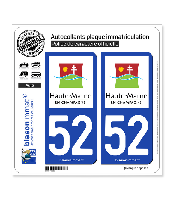 52 Haute-Marne - Tourisme | Autocollant plaque immatriculation