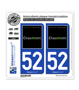 52 Chaumont - Ville | Autocollant plaque immatriculation