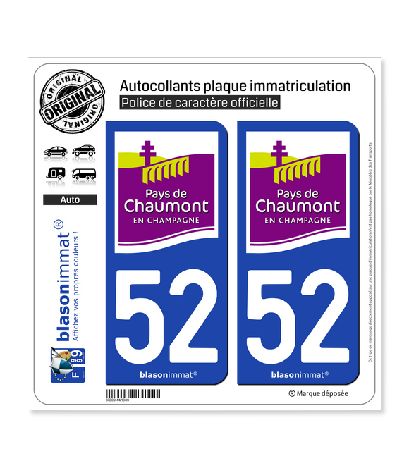 52 Chaumont - Tourisme | Autocollant plaque immatriculation
