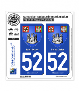 52 Saint-Dizier - Armoiries | Autocollant plaque immatriculation