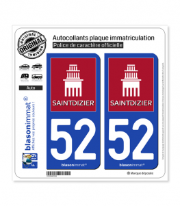 52 Saint-Dizier - Ville | Autocollant plaque immatriculation