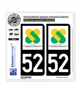 52 Champagne-Ardenne - LogoType | Autocollant plaque immatriculation