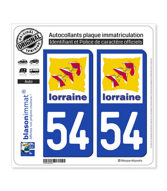 54 Lorraine - LogoType | Autocollant plaque immatriculation