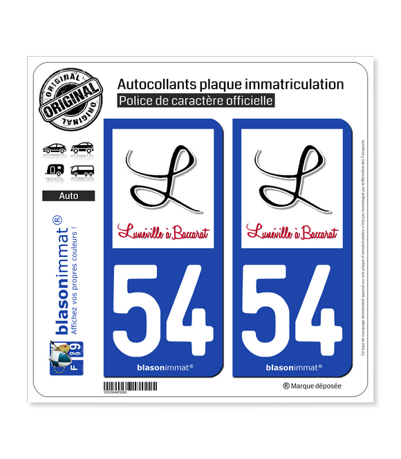 54 Lunéville - Agglo | Autocollant plaque immatriculation