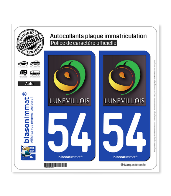 54 Lunéville - Tourisme | Autocollant plaque immatriculation