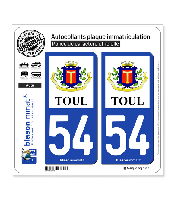 54 Toul - Armoiries II | Autocollant plaque immatriculation
