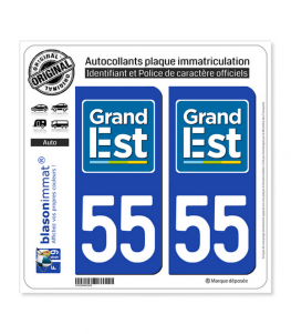 55 Grand Est - LogoType | Autocollant plaque immatriculation