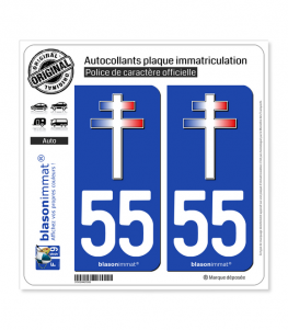 55 Croix de Lorraine | Autocollant plaque immatriculation