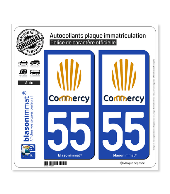 55 Commercy - Ville | Autocollant plaque immatriculation