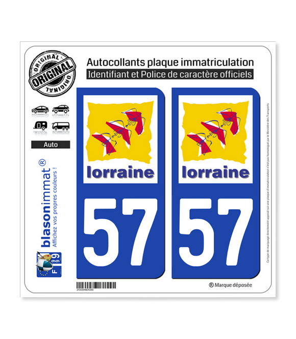 57 Lorraine - LogoType | Autocollant plaque immatriculation