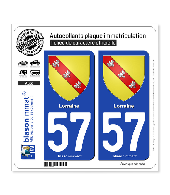 57 Lorraine - Armoiries | Autocollant plaque immatriculation