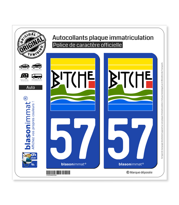 57 Bitche - Commune | Autocollant plaque immatriculation