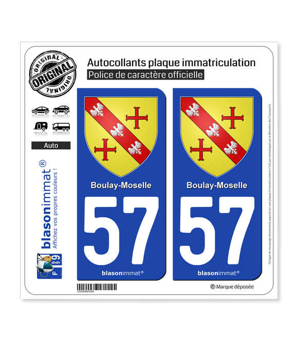 57 Boulay-Moselle - Armoiries | Autocollant plaque immatriculation