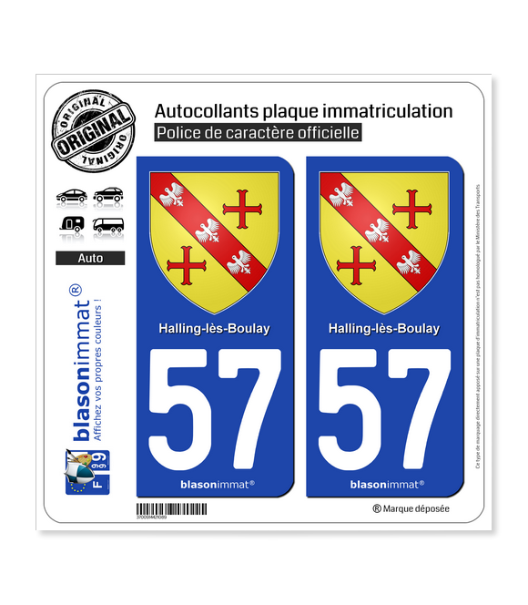 57 Halling-lès-Boulay - Armoiries | Autocollant plaque immatriculation