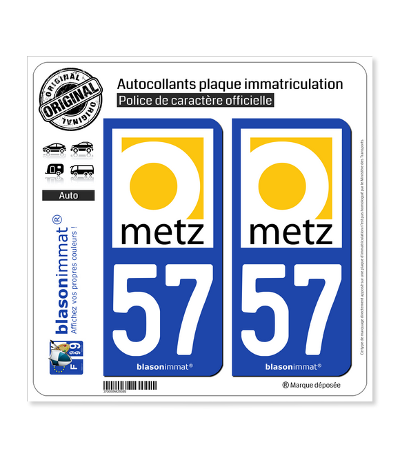 57 Metz - Tourisme | Autocollant plaque immatriculation