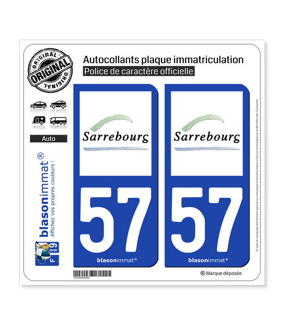 57 Sarrebourg - Ville | Autocollant plaque immatriculation