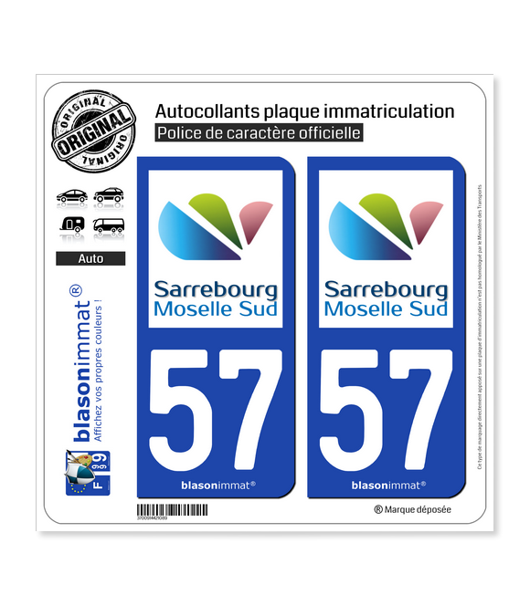 57 Sarrebourg - Agglo | Autocollant plaque immatriculation