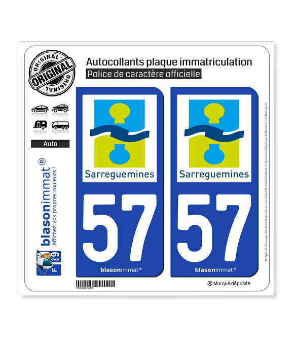 57 Sarreguemines - Agglo | Autocollant plaque immatriculation