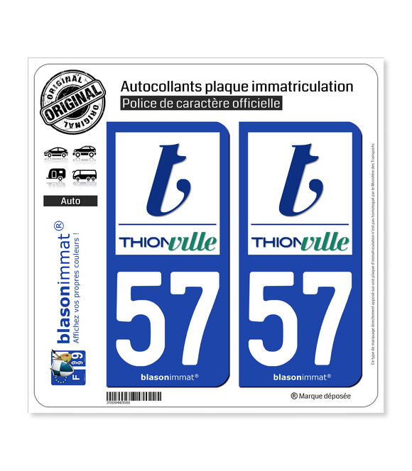 57 Thionville - Ville | Autocollant plaque immatriculation