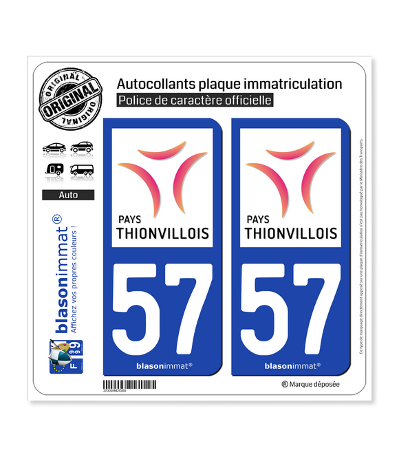 57 Thionville - Tourisme | Autocollant plaque immatriculation