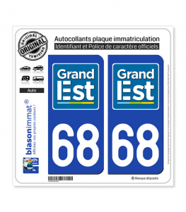 68 Grand Est - LogoType | Autocollant plaque immatriculation