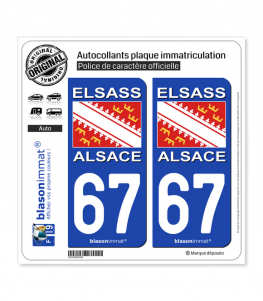 67 Alsace - Drapeau | Autocollant plaque immatriculation