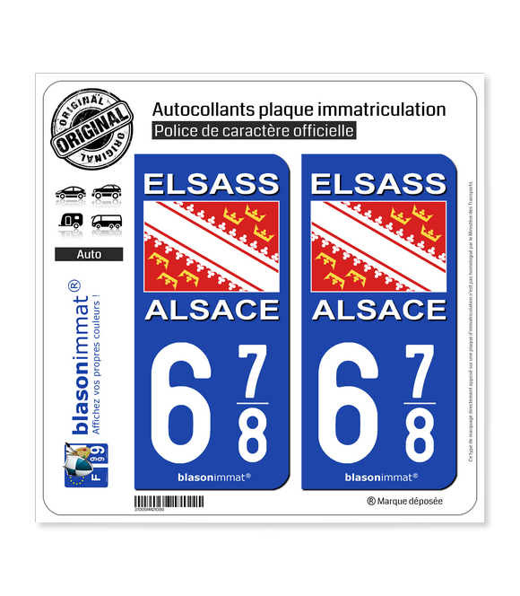 678 Alsace - Drapeau | Autocollant plaque immatriculation