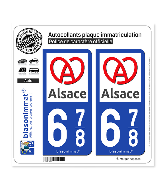 678 Alsace - Région II | Autocollant plaque immatriculation