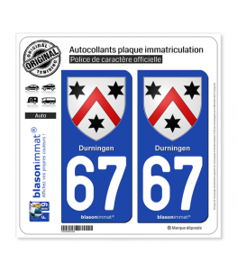 67 Durningen - Armoiries | Autocollant plaque immatriculation
