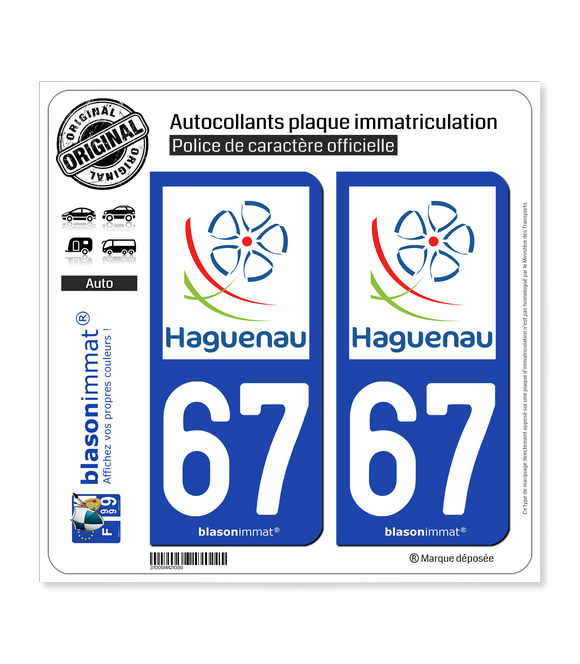 67 Haguenau - Ville | Autocollant plaque immatriculation