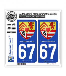 67 Hanau-Lichtenberg - Armoiries | Autocollant plaque immatriculation