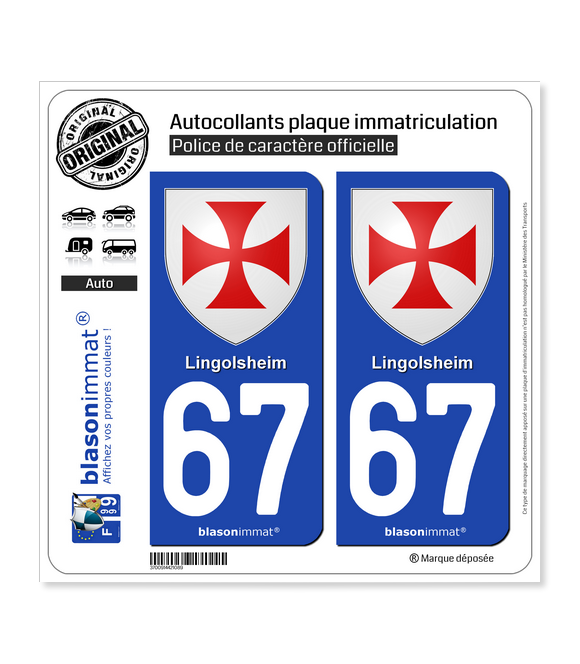 67 Lingolsheim - Armoiries | Autocollant plaque immatriculation