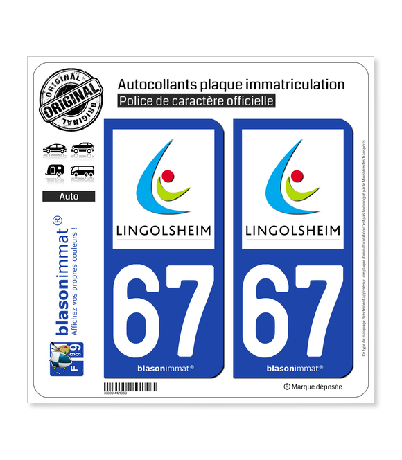 67 Lingolsheim - Ville | Autocollant plaque immatriculation