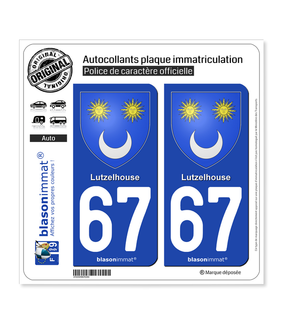 67 Lutzelhouse - Armoiries | Autocollant plaque immatriculation