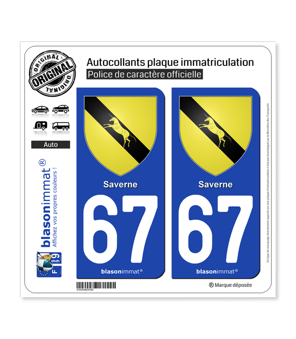 67 Saverne - Armoiries | Autocollant plaque immatriculation
