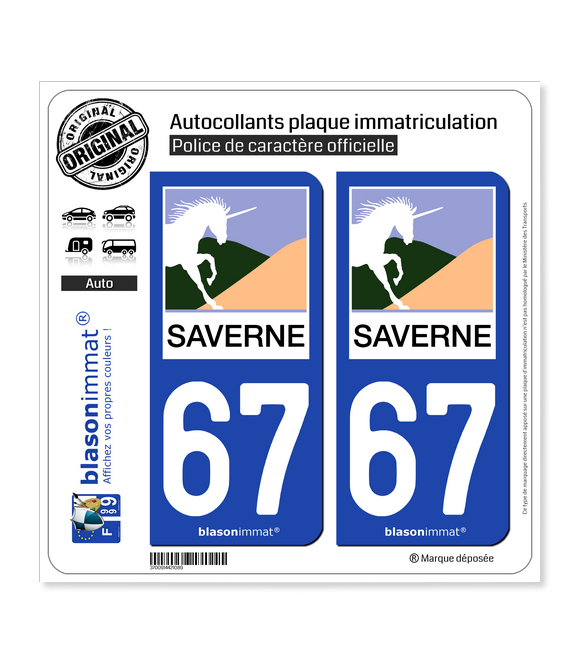 67 Saverne - Ville | Autocollant plaque immatriculation
