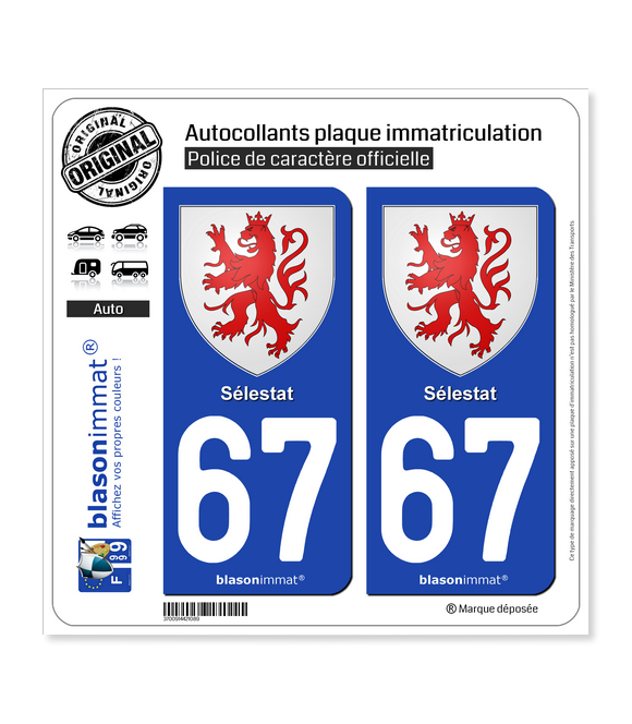 67 Sélestat - Armoiries | Autocollant plaque immatriculation
