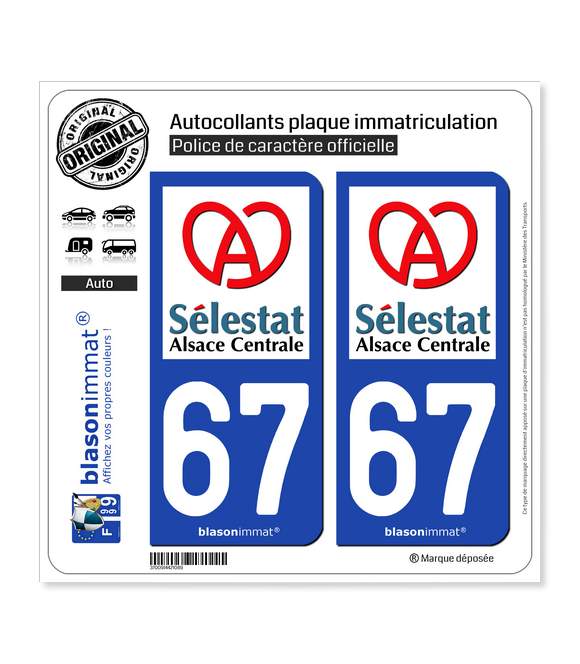 67 Sélestat - Ville | Autocollant plaque immatriculation