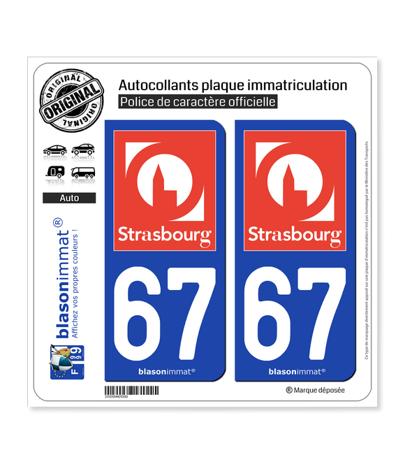 67 Strasbourg - Tourisme | Autocollant plaque immatriculation