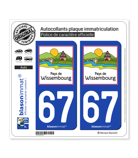 67 Wissembourg - Pays | Autocollant plaque immatriculation